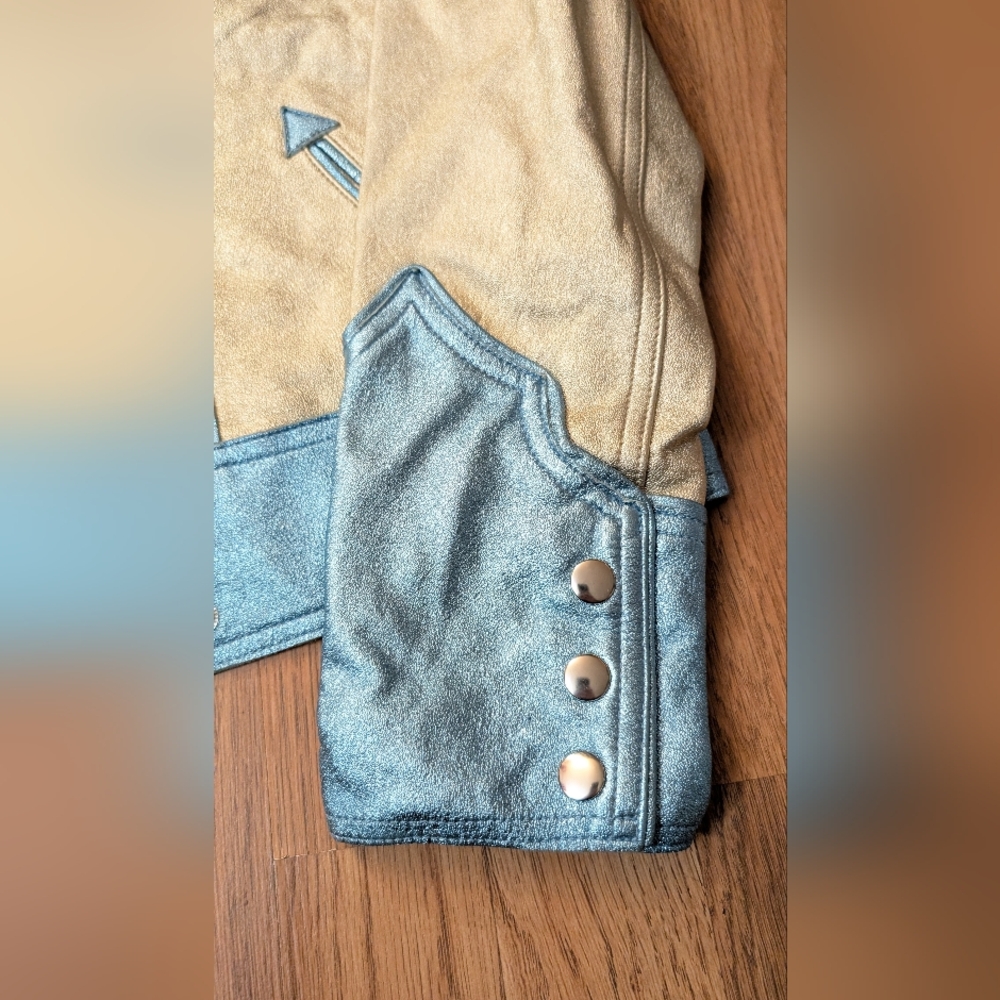 MARC JACOBS Blue western metallic womens cowboy leather Jacket vintage Coat sz S - Picture 7 of 13